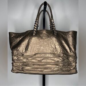 Bottega Veneta metallic gold Leather corded wave tote bag